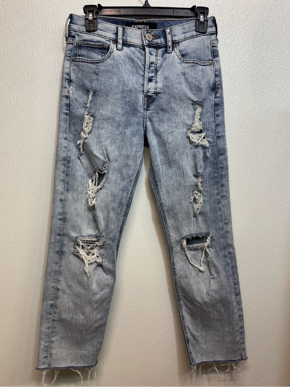 Express Women's Light Blue Distressed Vintage Style Skinny Jeans Sz 00 (D-61)